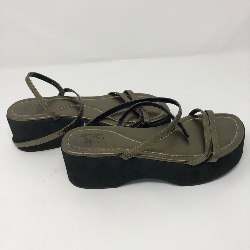 BCBG MAX AZRIA - Black + Green Platform Sandals 7